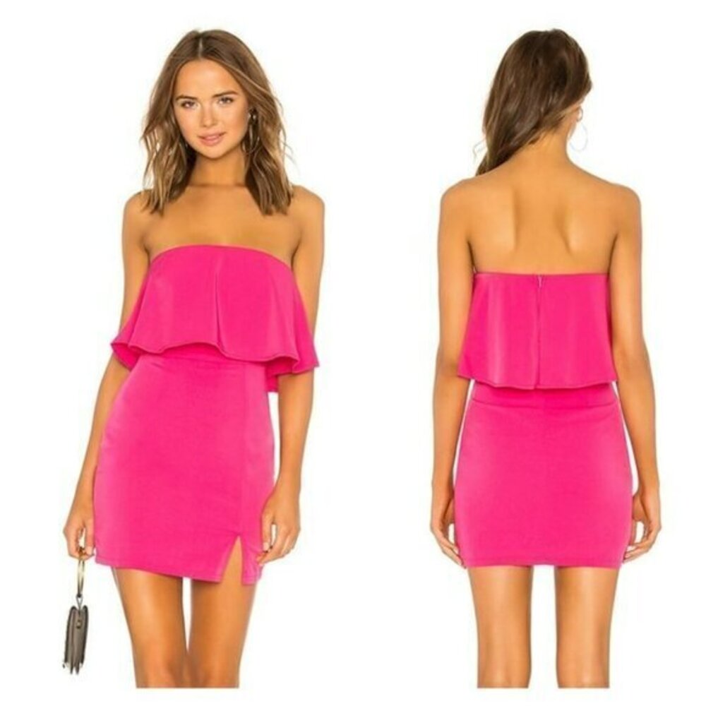 Superdown Catalina Ruffle Tube Mini Dress - Hot Pink